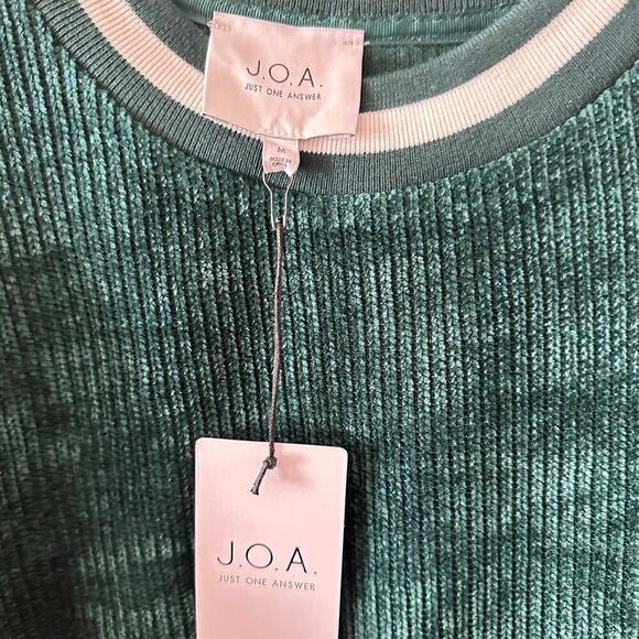 NWT JOA Varsity Pullover Ribbed Velour Sweater in Teal Green Size M Retro Sporty - Picture 5 of 5